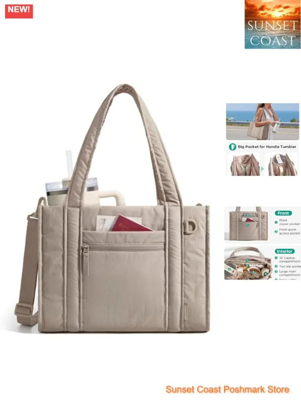Crossbody Tote Bag with Laptop Compartment